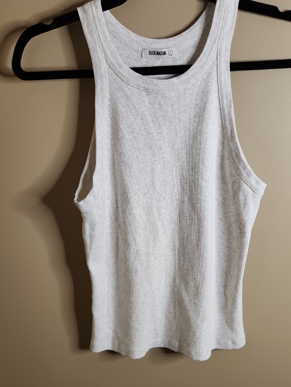 Buck Mason Surplus Rib Tank in Heathered Oatmeal Heather. Size L.